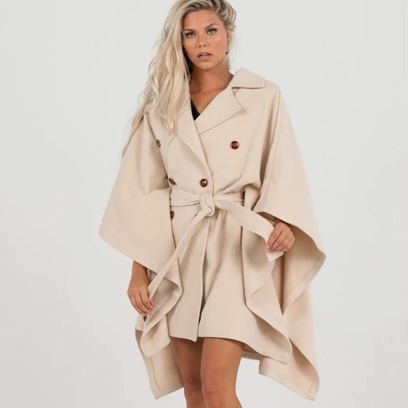 Aleeza Paris Jackets & Blazers - Chic Cream Double-Breasted Women's Cape